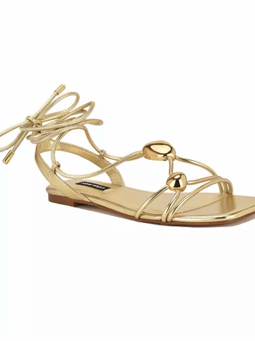 NEW Nine West Firaa Gold Lace-Up Flat Sandals - Women size 10
